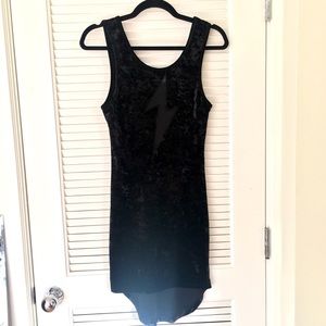 Black Hi-Low Mini Dress with Lightning Bolt Detail